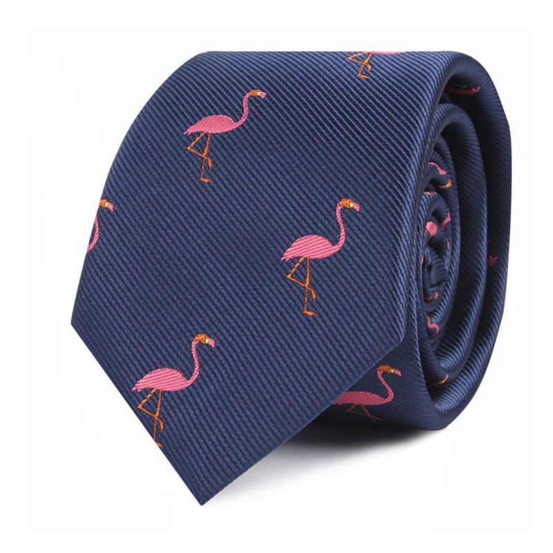 AUSCUFFLINKS Pink Flamingo Tie Skinny Neckties | Gift for Men | Work Ties for Him | Birthday Gift for Guys (Pink Flamingo)